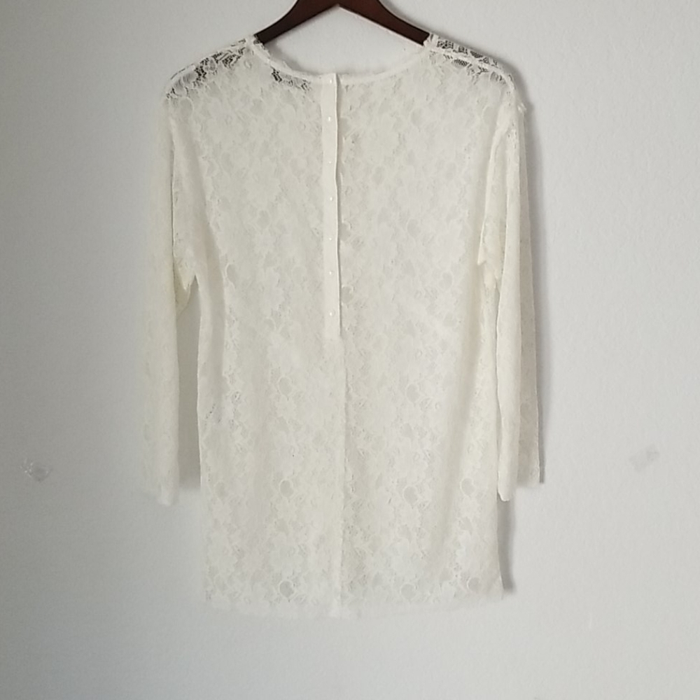 Sandro white lace long sleeve mini  dress - Picture 2 of 10